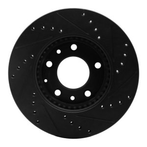 Mazda 6 Brake Rotor (1) - Front Left - R1 Concepts - Drilled & Slotted - Black - `03-`05